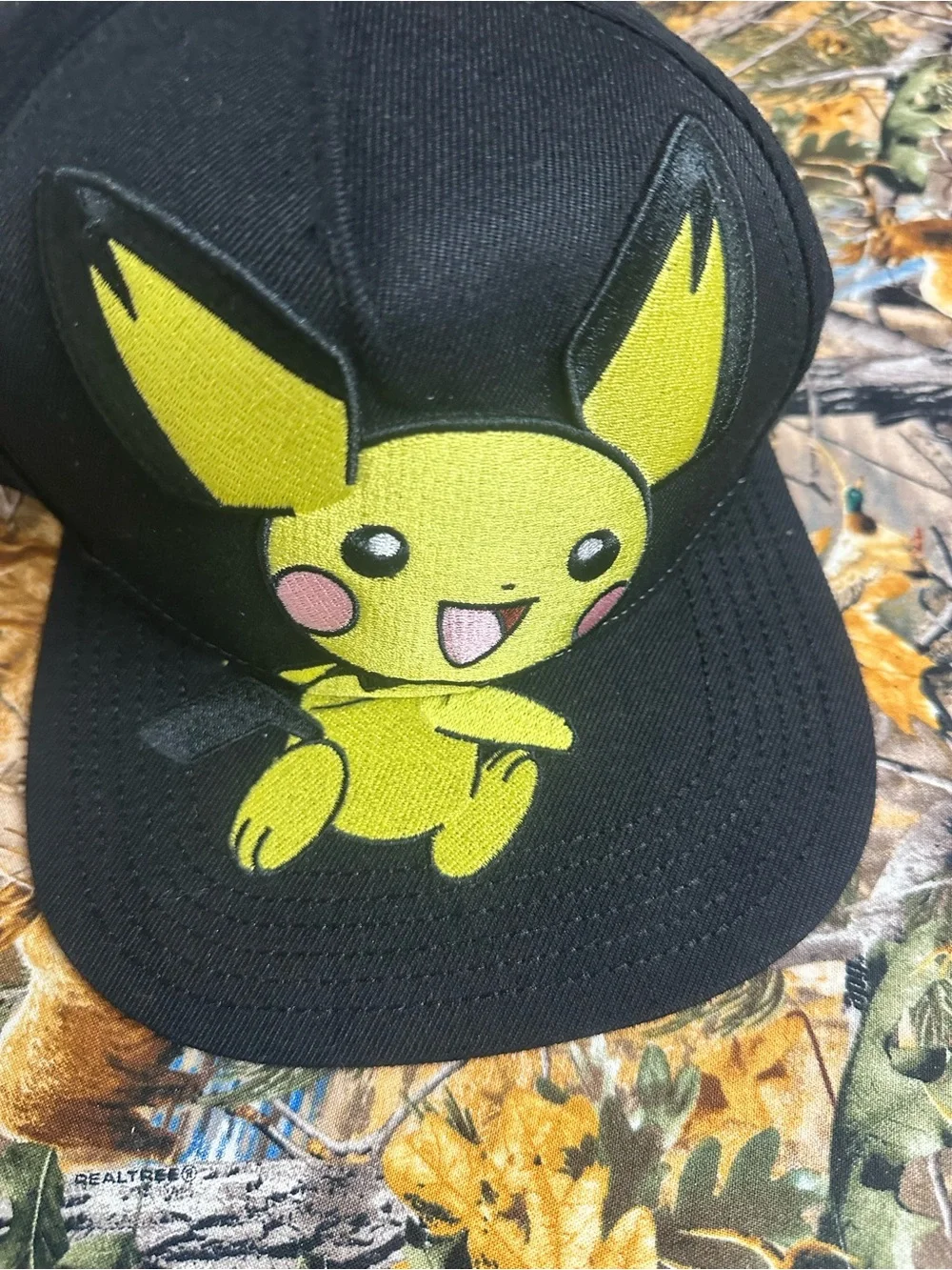 Pokemon Black Hat with Yellow Pichu and Pink Cheeks